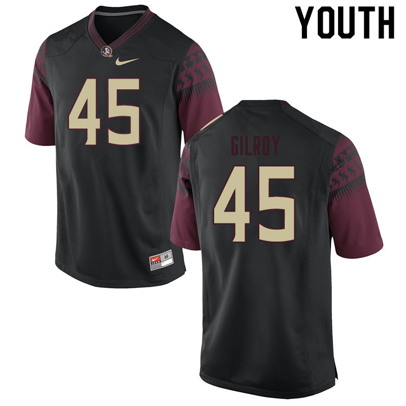 Youth #45 Tyler Gilroy Florida State Seminoles College Football Jerseys Sale-Black - Click Image to Close